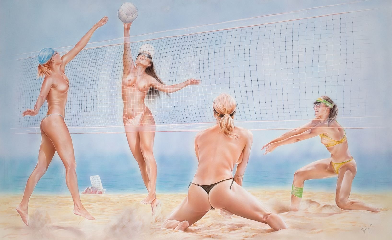 Пляжный Женский Волейбол Эротика