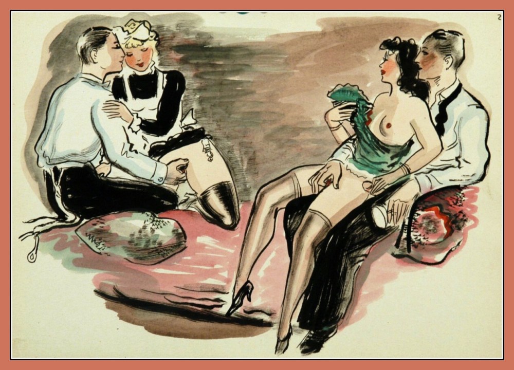 Порно черно белые рисунки сцены секса ретро