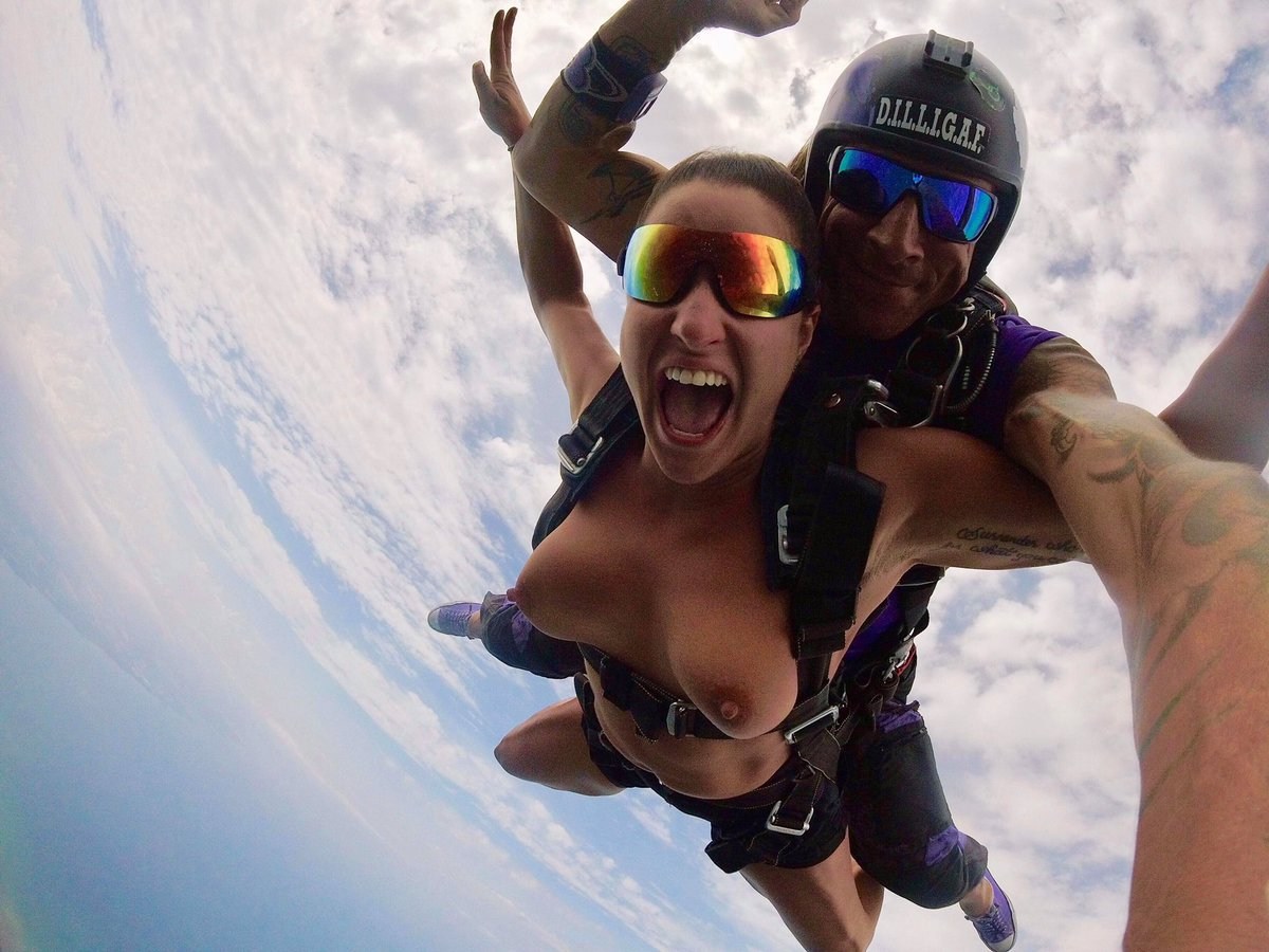 Naked girl goes skydiving