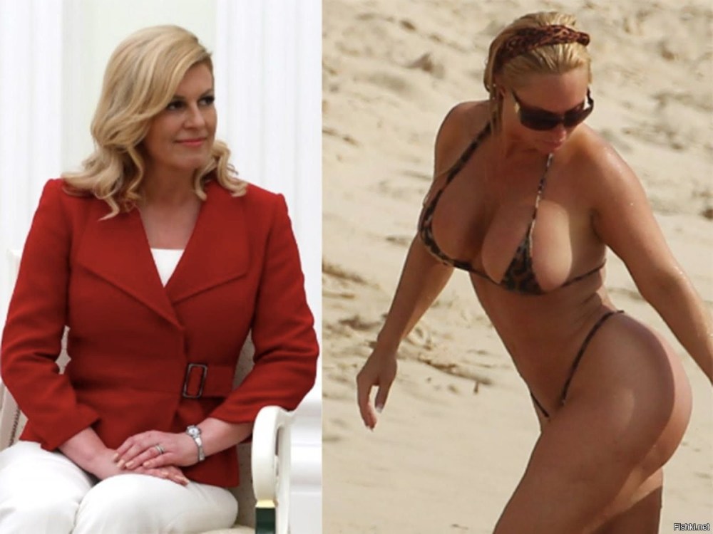 Президент Хорватии Колинда Грабар-Китарович на пляже