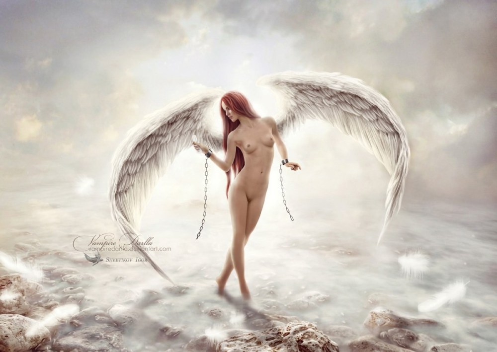 Фотосессия с крыльями ню