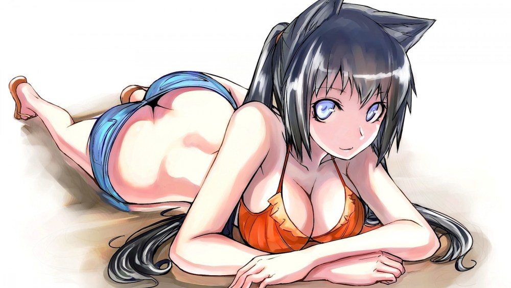 Аниме девушка в лифчике