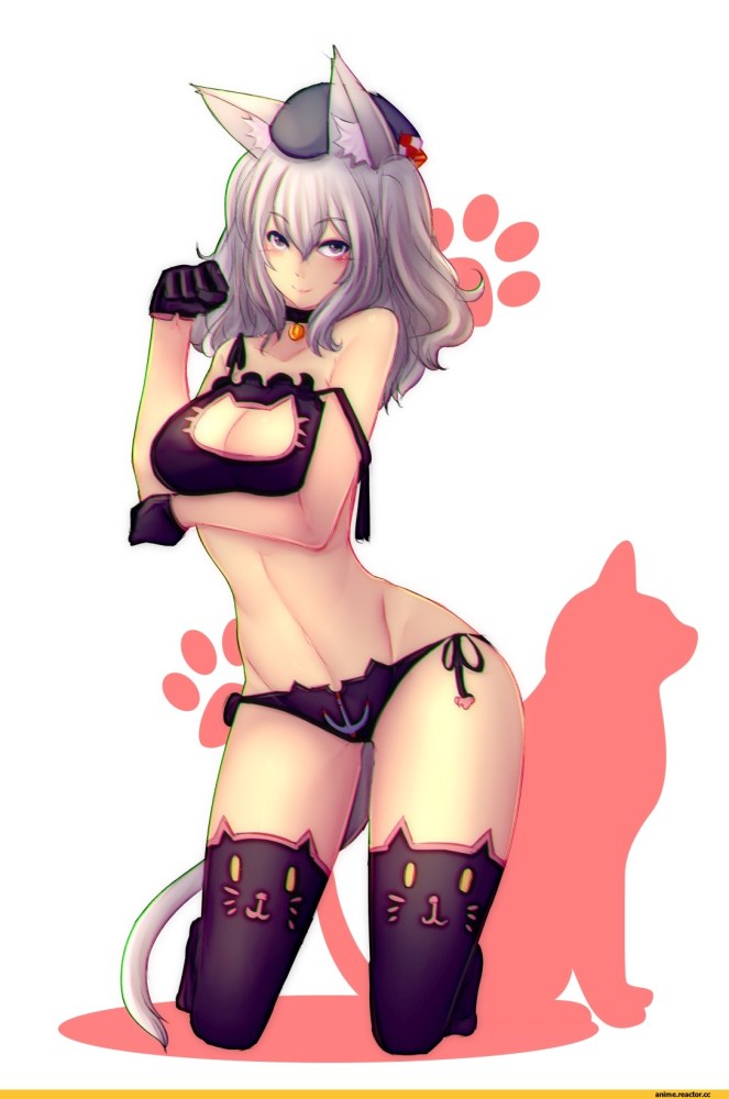 Аниме девушка в костюме кошки