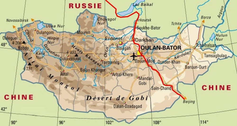 Река Селенга на карте Монголии