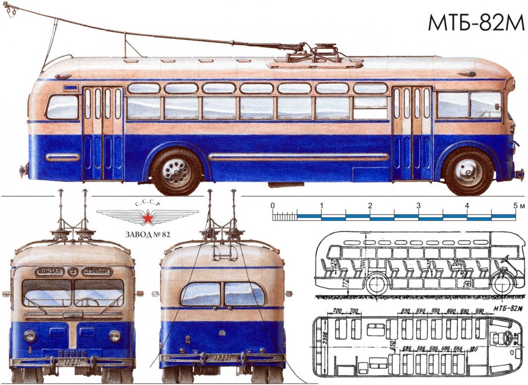 Троллейбус МТБ-82 чертеж