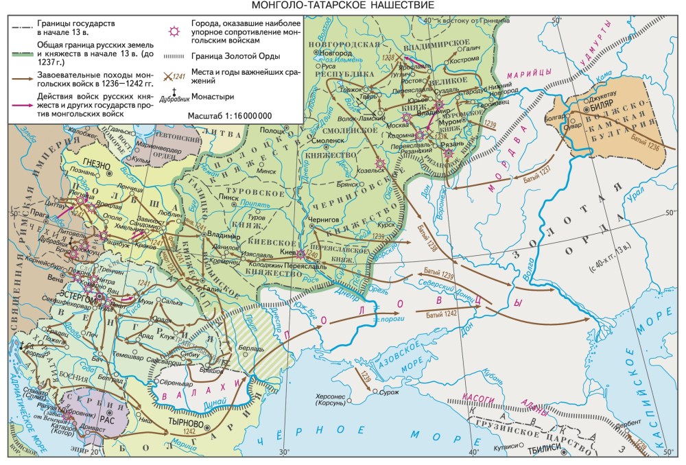 Нашествие монголов на Русь карта