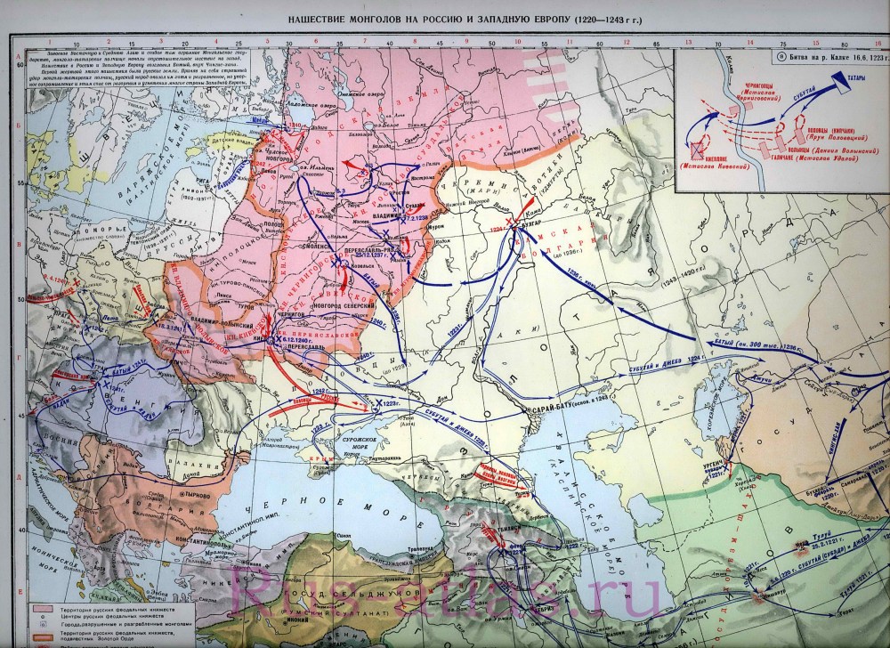 Карта монгольского нашествия на Европу