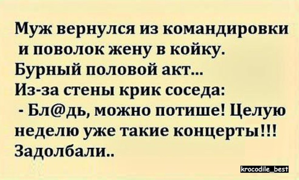 Возвращается муж из командировки