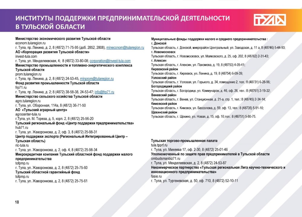 Меры поддержки в Тульской области