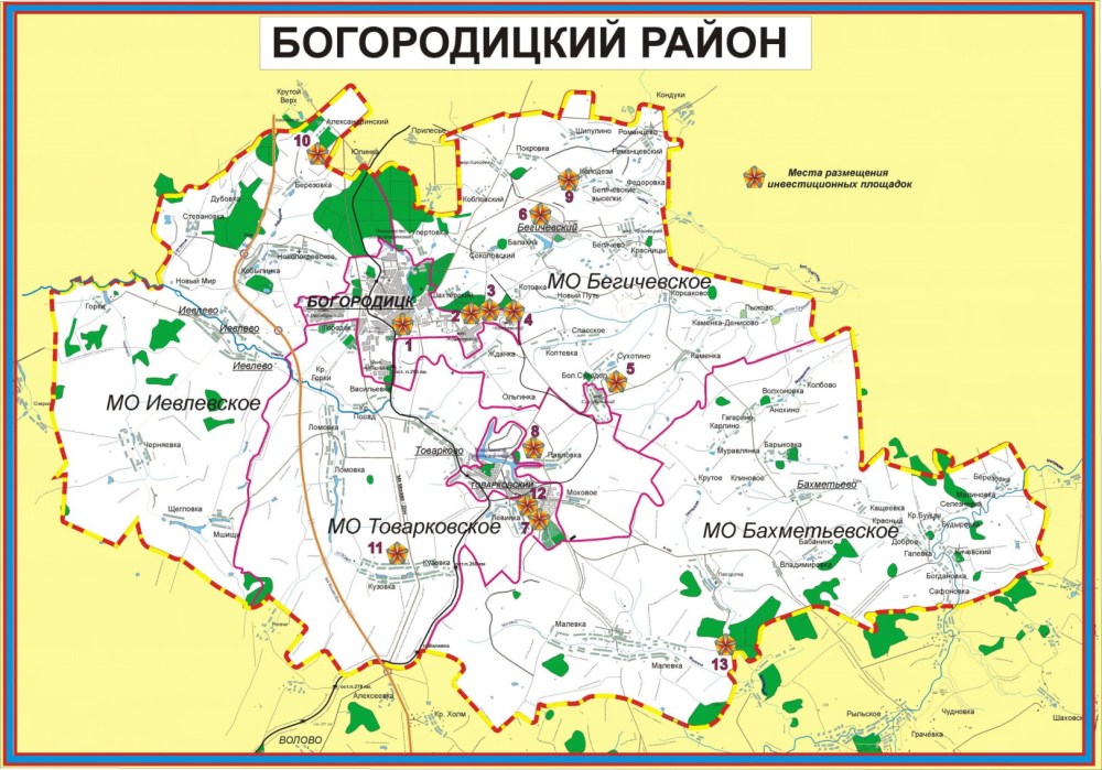 Карта Богородицкого района Тульской области