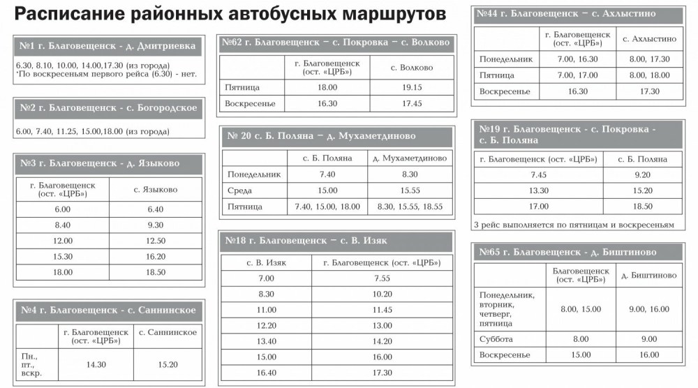Расписание автобусов Благовещенск