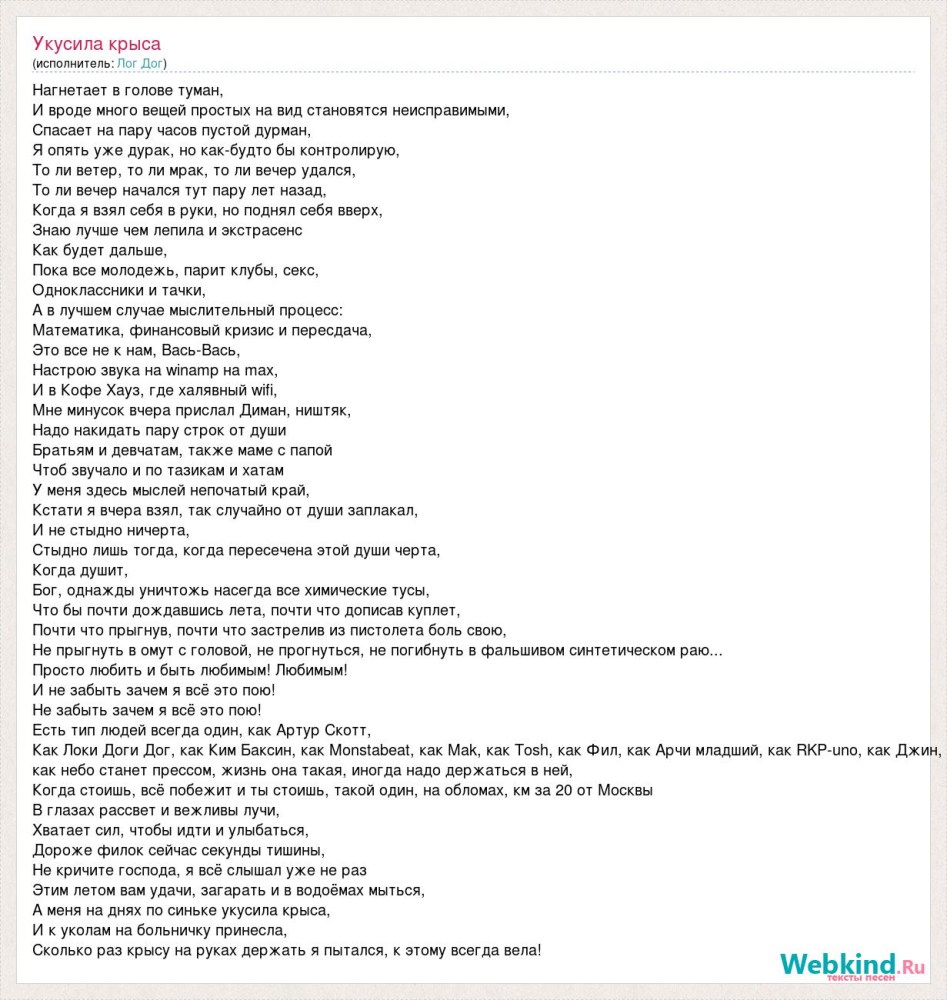 Текст песни с черной крысой