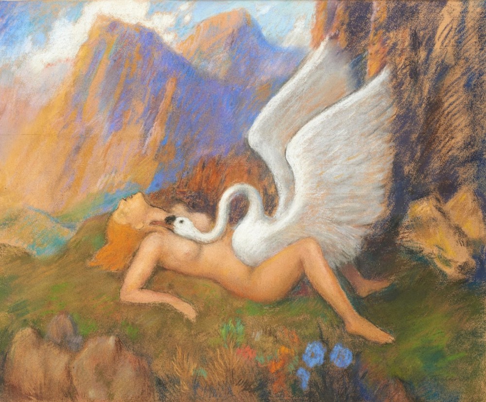 Генрих Фердинанд Гофман . "Леда и лебедь", 1886